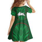 South Sydney Rabbitohs Rugby Mascot Family Matching Off The Shoulder Long Sleeve Dress and Hawaiian Shirt Australian Rugby Culture - Tribal Inspired Bunny