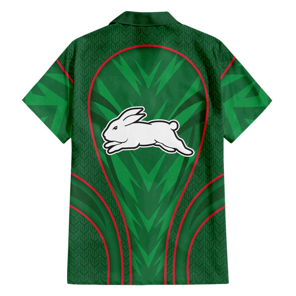 South Sydney Rabbitohs Rugby Mascot Family Matching Off Shoulder Maxi Dress and Hawaiian Shirt Australian Rugby Culture - Tribal Inspired Bunny