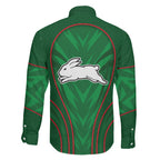 South Sydney Rabbitohs Rugby Mascot Family Matching Off Shoulder Maxi Dress and Hawaiian Shirt Australian Rugby Culture - Tribal Inspired Bunny
