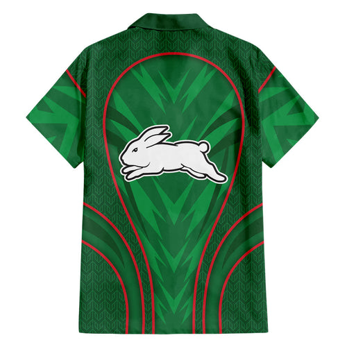 South Sydney Rabbitohs Rugby Mascot Family Matching Off Shoulder Short Dress and Hawaiian Shirt Australian Rugby Culture - Tribal Inspired Bunny