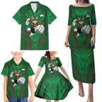 South Sydney Rabbitohs Rugby Mascot Family Matching Puletasi and Hawaiian Shirt Australian Rugby Culture - Tribal Inspired Bunny