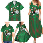 South Sydney Rabbitohs Rugby Mascot Family Matching Summer Maxi Dress and Hawaiian Shirt Australian Rugby Culture - Tribal Inspired Bunny