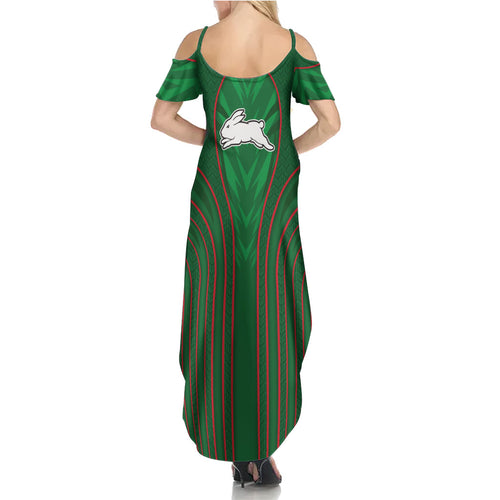 South Sydney Rabbitohs Rugby Mascot Family Matching Summer Maxi Dress and Hawaiian Shirt Australian Rugby Culture - Tribal Inspired Bunny