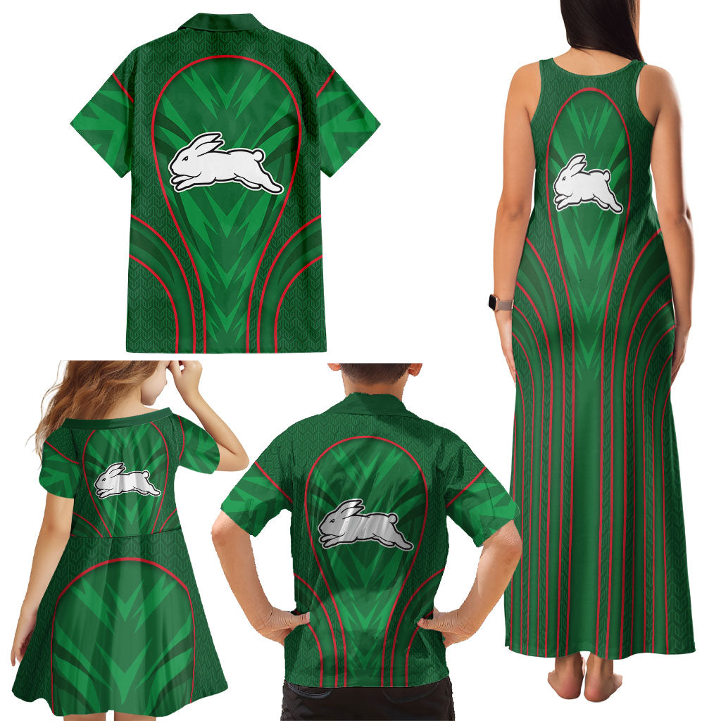 South Sydney Rabbitohs Rugby Mascot Family Matching Tank Maxi Dress and Hawaiian Shirt Australian Rugby Culture - Tribal Inspired Bunny