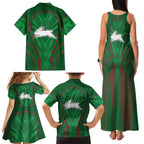 South Sydney Rabbitohs Rugby Mascot Family Matching Tank Maxi Dress and Hawaiian Shirt Australian Rugby Culture - Tribal Inspired Bunny
