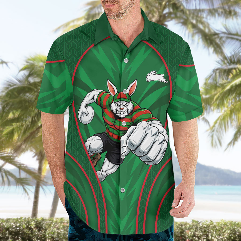 South Sydney Rabbitohs Rugby Mascot Hawaiian Shirt Australian Rugby Culture - Tribal Inspired Bunny