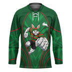 South Sydney Rabbitohs Rugby Mascot Hockey Jersey Australian Rugby Culture - Tribal Inspired Bunny