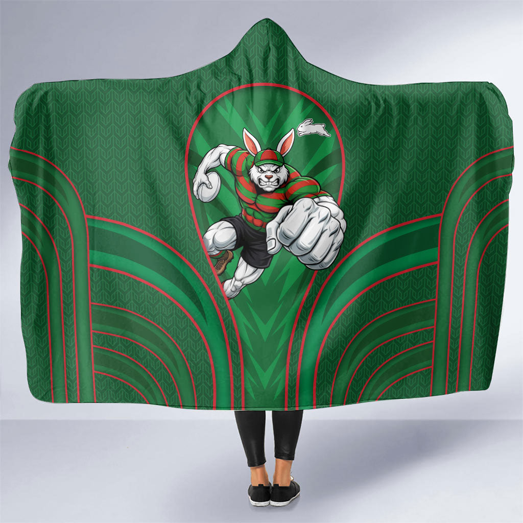 South Sydney Rabbitohs Rugby Mascot Hooded Blanket Australian Rugby Culture - Tribal Inspired Bunny