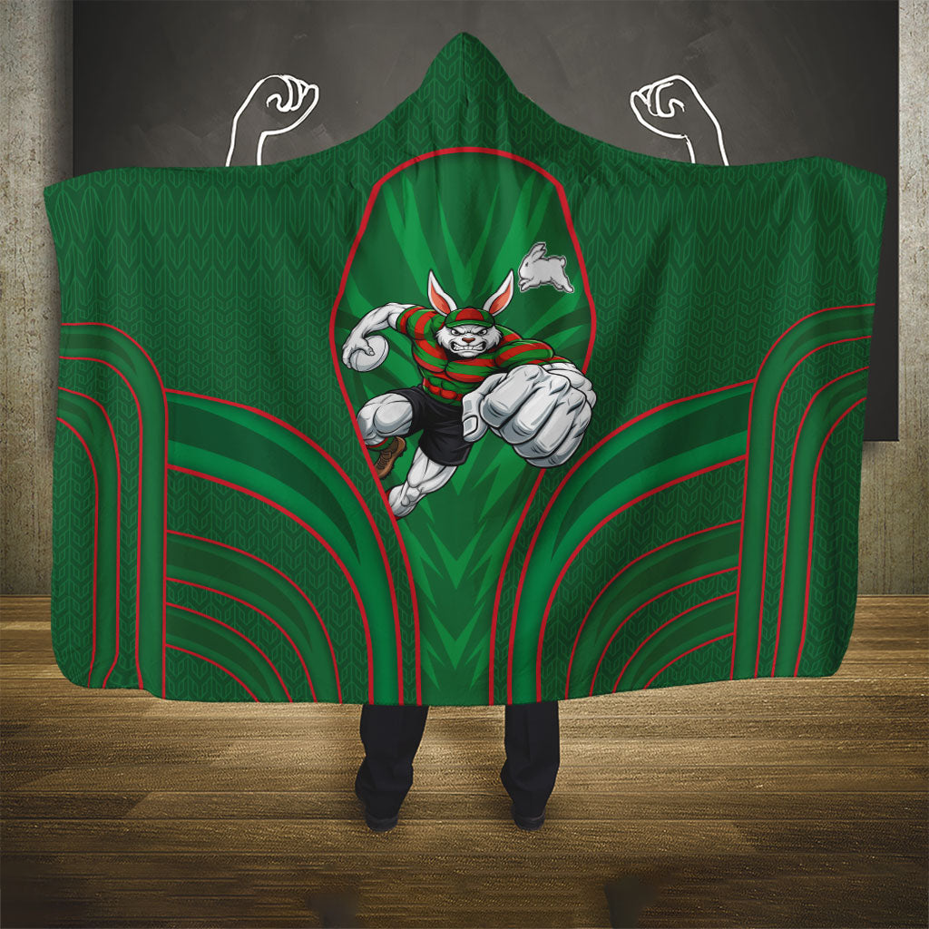South Sydney Rabbitohs Rugby Mascot Hooded Blanket Australian Rugby Culture - Tribal Inspired Bunny