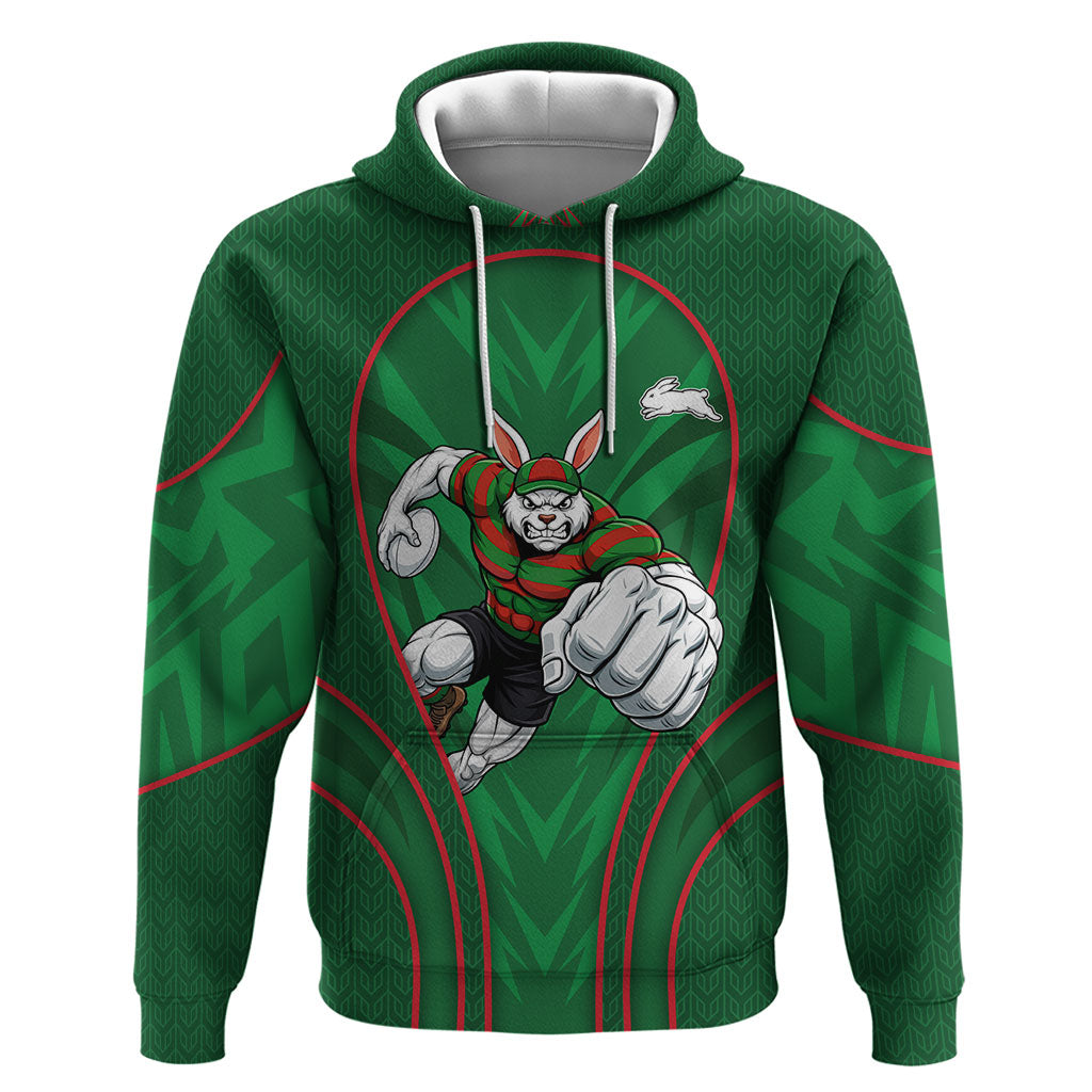 South Sydney Rabbitohs Rugby Mascot Hoodie Australian Rugby Culture - Tribal Inspired Bunny