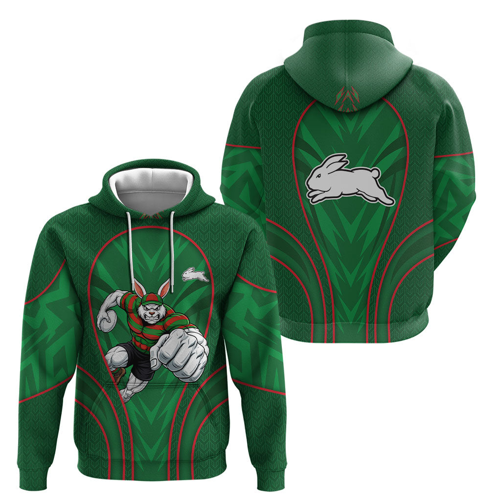 South Sydney Rabbitohs Rugby Mascot Hoodie Australian Rugby Culture - Tribal Inspired Bunny