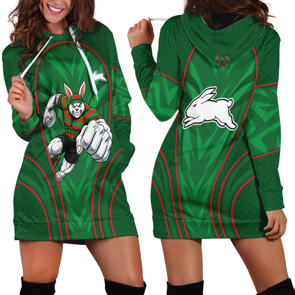 South Sydney Rabbitohs Rugby Mascot Hoodie Dress Australian Rugby Culture - Tribal Inspired Bunny