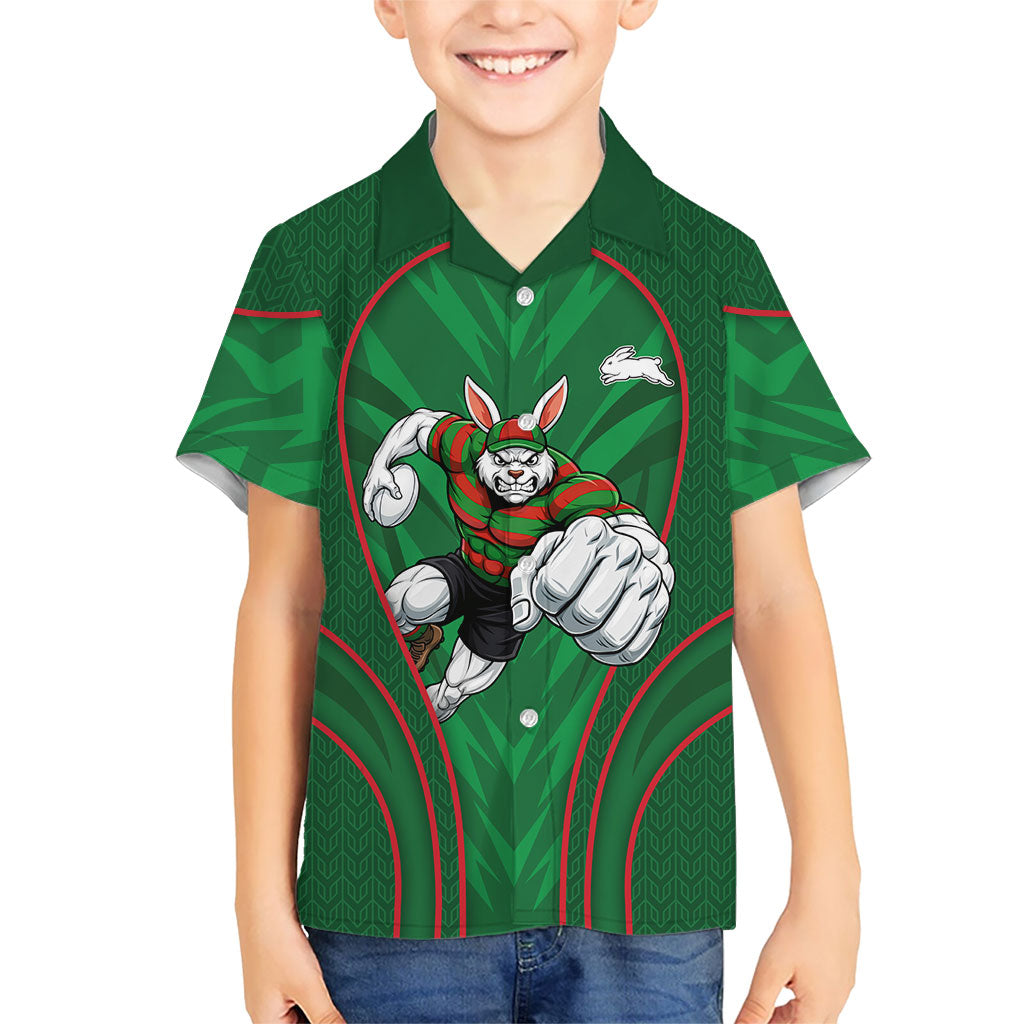 South Sydney Rabbitohs Rugby Mascot Kid Hawaiian Shirt Australian Rugby Culture - Tribal Inspired Bunny
