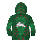 South Sydney Rabbitohs Rugby Mascot Kid Hoodie Australian Rugby Culture - Tribal Inspired Bunny