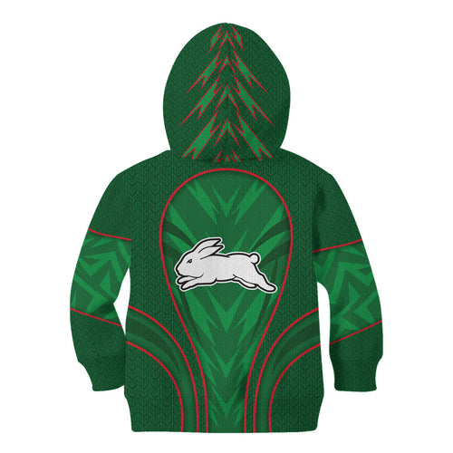 South Sydney Rabbitohs Rugby Mascot Kid Hoodie Australian Rugby Culture - Tribal Inspired Bunny