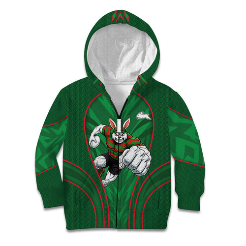 South Sydney Rabbitohs Rugby Mascot Kid Hoodie Australian Rugby Culture - Tribal Inspired Bunny