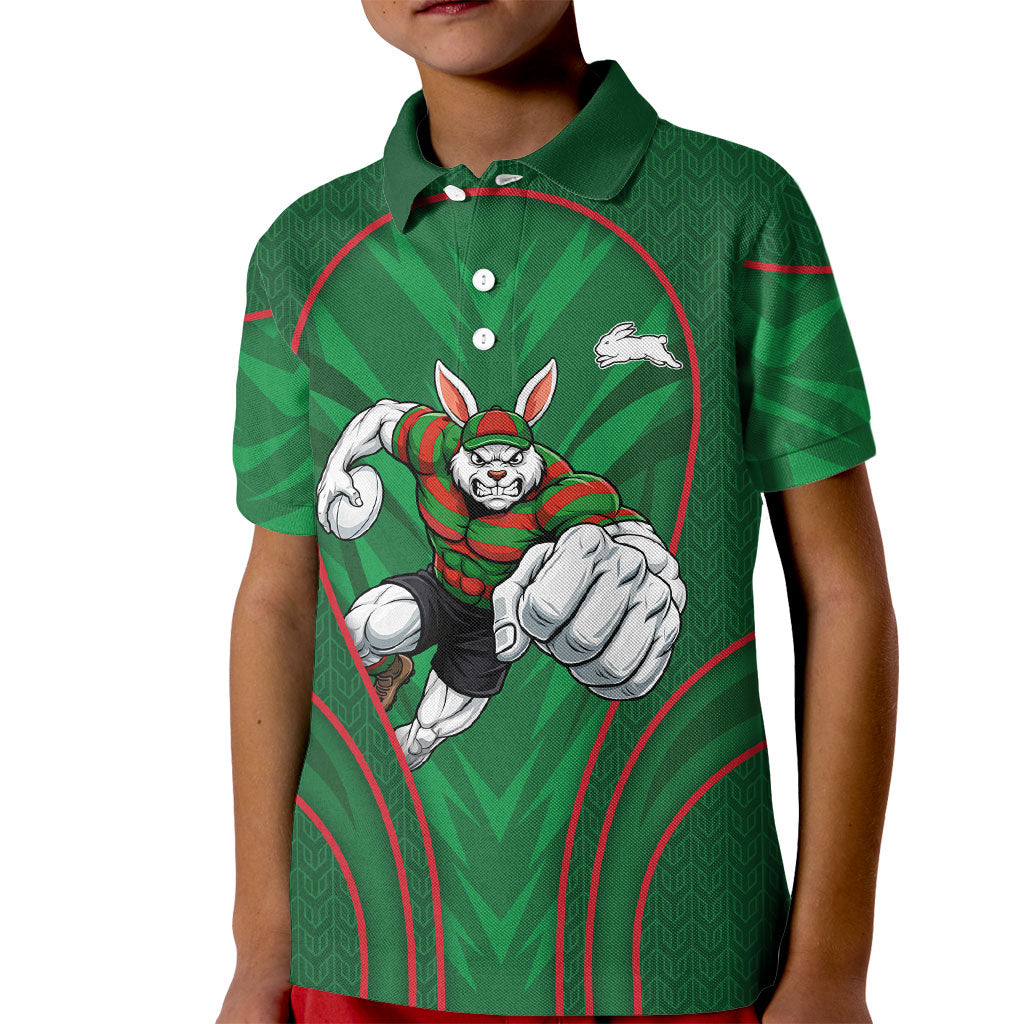 South Sydney Rabbitohs Rugby Mascot Kid Polo Shirt Australian Rugby Culture - Tribal Inspired Bunny