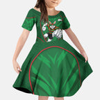 South Sydney Rabbitohs Rugby Mascot Kid Short Sleeve Dress Australian Rugby Culture - Tribal Inspired Bunny