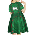 South Sydney Rabbitohs Rugby Mascot Kid Short Sleeve Dress Australian Rugby Culture - Tribal Inspired Bunny