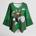 South Sydney Rabbitohs Rugby Mascot Kimono Sleeve Blouse Australian Rugby Culture - Tribal Inspired Bunny
