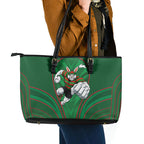 South Sydney Rabbitohs Rugby Mascot Leather Tote Bag Australian Rugby Culture - Tribal Inspired Bunny