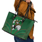 South Sydney Rabbitohs Rugby Mascot Leather Tote Bag Australian Rugby Culture - Tribal Inspired Bunny