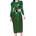 South Sydney Rabbitohs Rugby Mascot Long Sleeve Bodycon Dress Australian Rugby Culture - Tribal Inspired Bunny