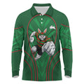 South Sydney Rabbitohs Rugby Mascot Long Sleeve Polo Shirt Australian Rugby Culture - Tribal Inspired Bunny