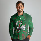 South Sydney Rabbitohs Rugby Mascot Long Sleeve Polo Shirt Australian Rugby Culture - Tribal Inspired Bunny