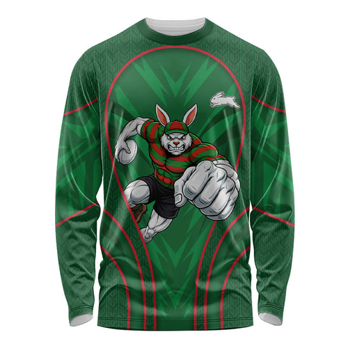 South Sydney Rabbitohs Rugby Mascot Long Sleeve Shirt Australian Rugby Culture - Tribal Inspired Bunny