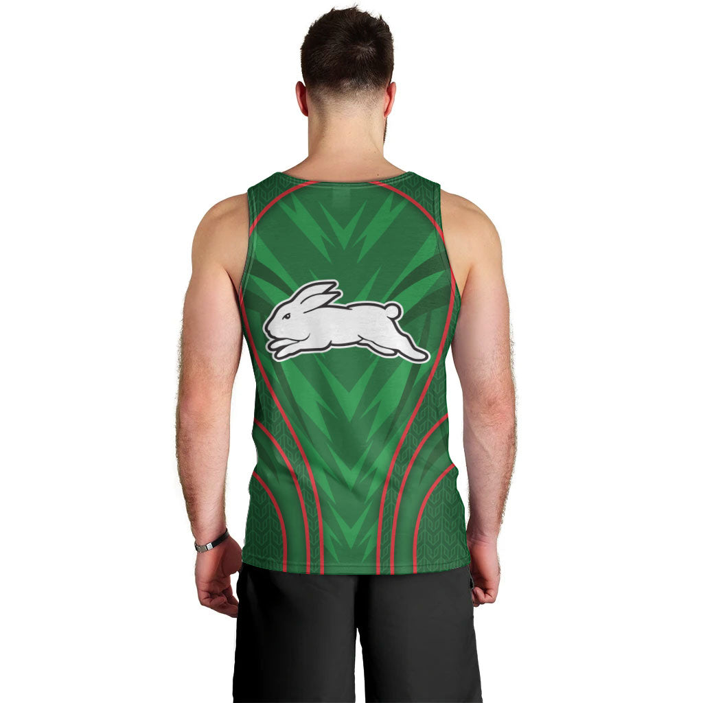 South Sydney Rabbitohs Rugby Mascot Men Tank Top Australian Rugby Culture - Tribal Inspired Bunny