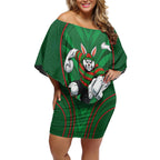 South Sydney Rabbitohs Rugby Mascot Off Shoulder Short Dress Australian Rugby Culture - Tribal Inspired Bunny