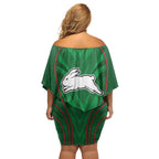 South Sydney Rabbitohs Rugby Mascot Off Shoulder Short Dress Australian Rugby Culture - Tribal Inspired Bunny