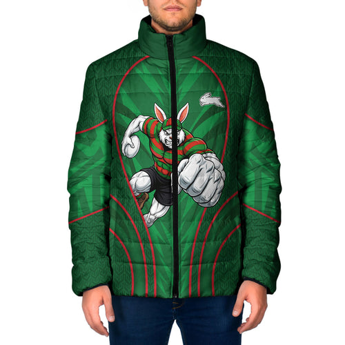 South Sydney Rabbitohs Rugby Mascot Padded Jacket Australian Rugby Culture - Tribal Inspired Bunny