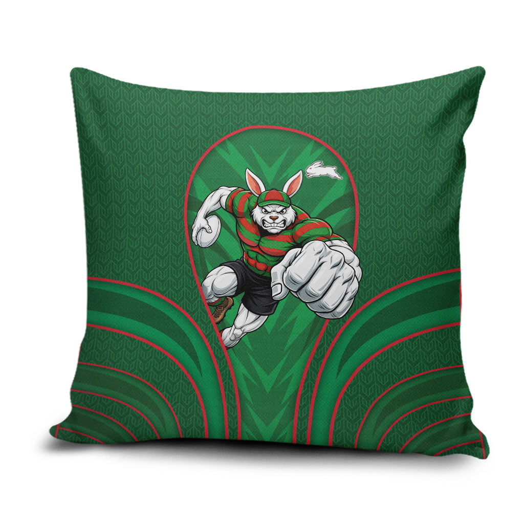 South Sydney Rabbitohs Rugby Mascot Pillow Cover Australian Rugby Culture - Tribal Inspired Bunny