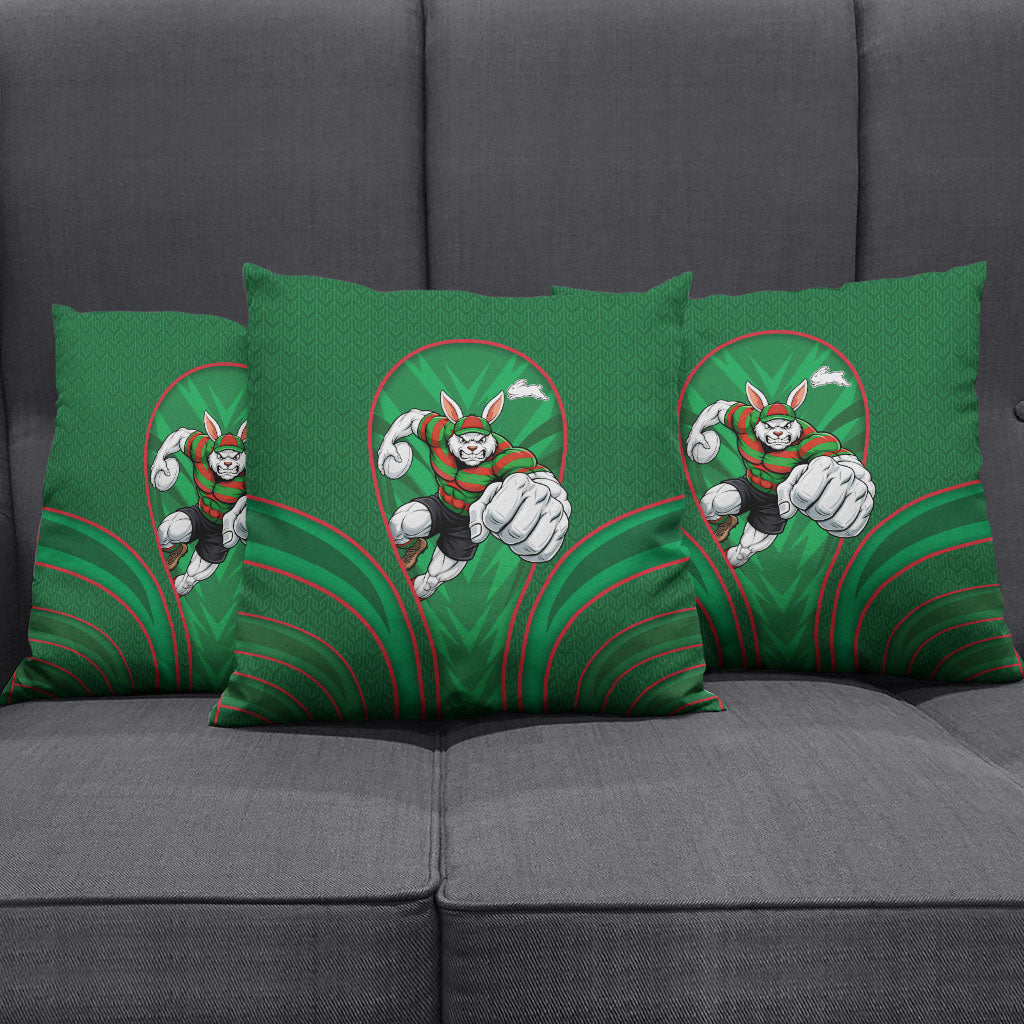 South Sydney Rabbitohs Rugby Mascot Pillow Cover Australian Rugby Culture - Tribal Inspired Bunny