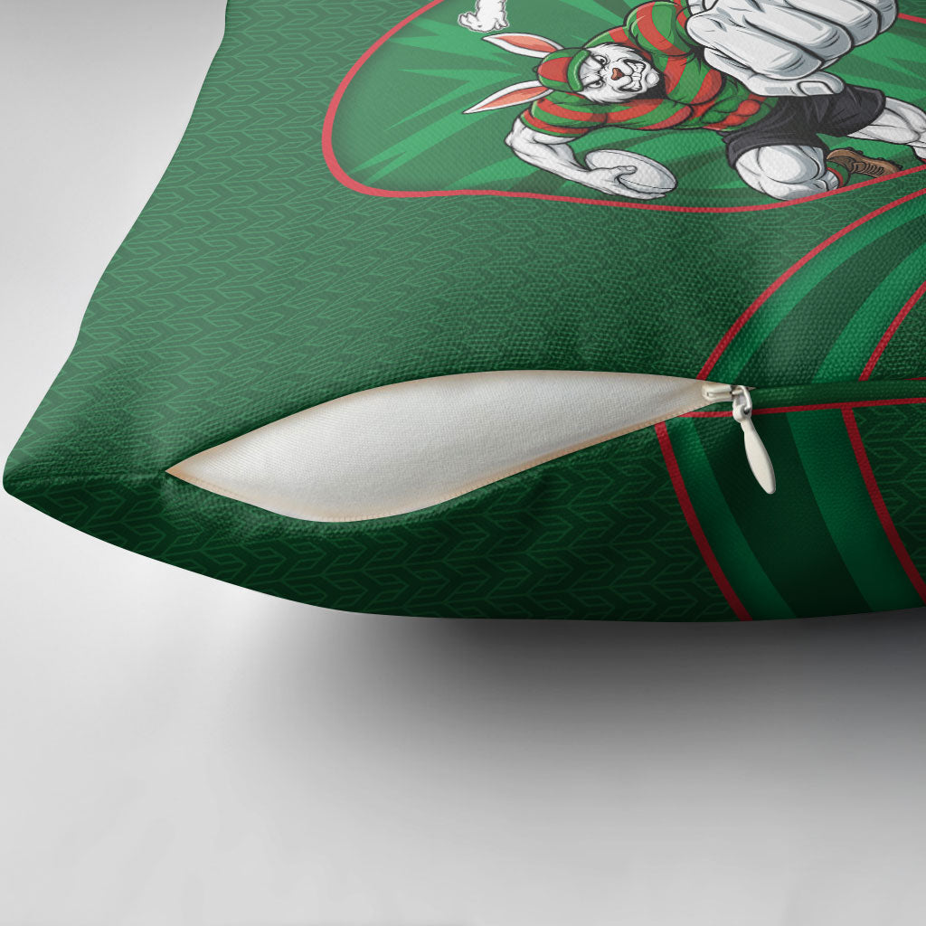 South Sydney Rabbitohs Rugby Mascot Pillow Cover Australian Rugby Culture - Tribal Inspired Bunny