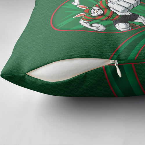 South Sydney Rabbitohs Rugby Mascot Pillow Cover Australian Rugby Culture - Tribal Inspired Bunny