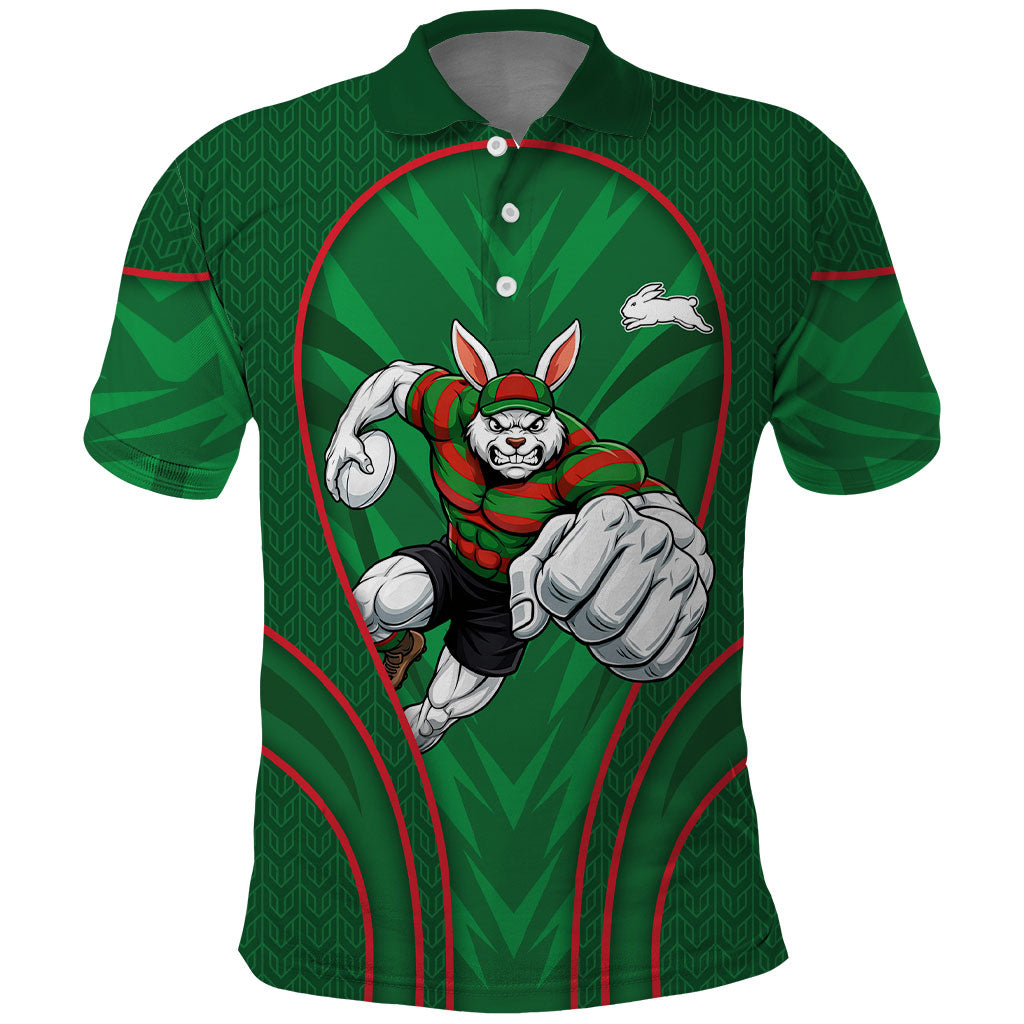 South Sydney Rabbitohs Rugby Mascot Polo Shirt Australian Rugby Culture - Tribal Inspired Bunny