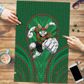 South Sydney Rabbitohs Rugby Mascot Puzzle Australian Rugby Culture - Tribal Inspired Bunny