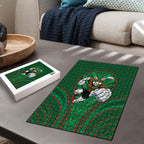 South Sydney Rabbitohs Rugby Mascot Puzzle Australian Rugby Culture - Tribal Inspired Bunny