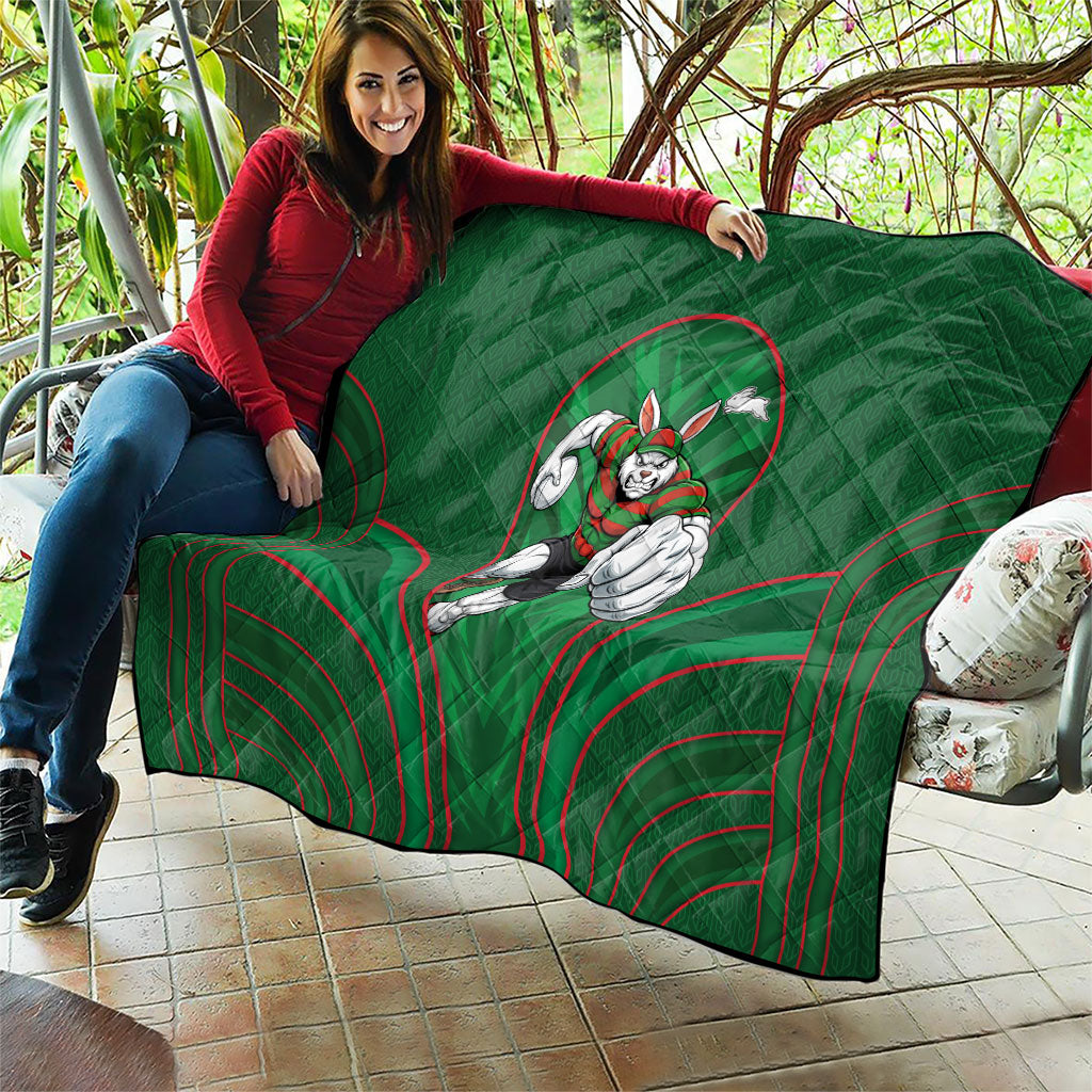 South Sydney Rabbitohs Rugby Mascot Quilt Australian Rugby Culture - Tribal Inspired Bunny