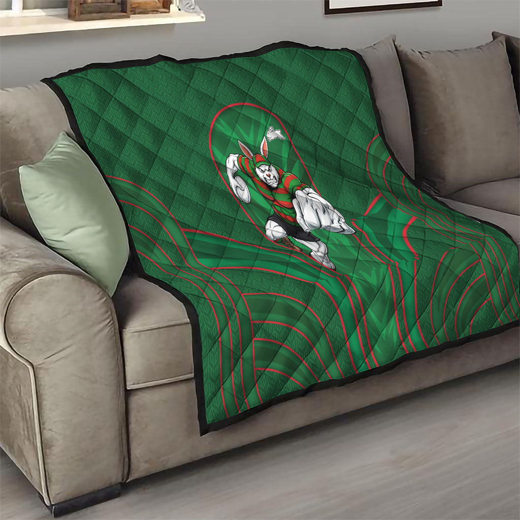 South Sydney Rabbitohs Rugby Mascot Quilt Australian Rugby Culture - Tribal Inspired Bunny