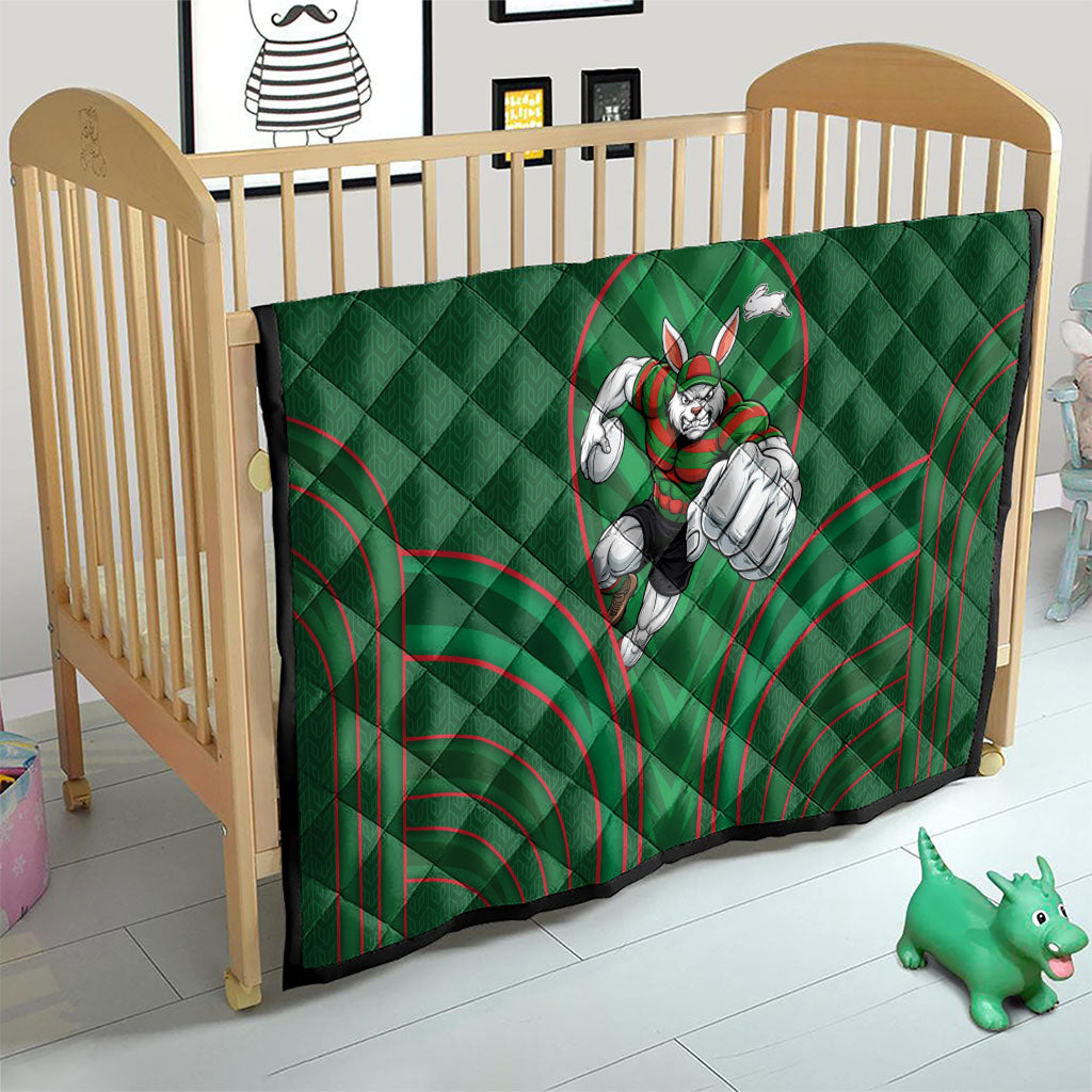 South Sydney Rabbitohs Rugby Mascot Quilt Australian Rugby Culture - Tribal Inspired Bunny