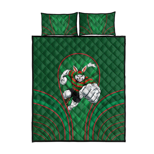 South Sydney Rabbitohs Rugby Mascot Quilt Bed Set Australian Rugby Culture - Tribal Inspired Bunny