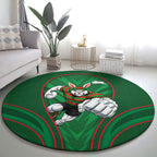 South Sydney Rabbitohs Rugby Mascot Round Carpet Australian Rugby Culture - Tribal Inspired Bunny