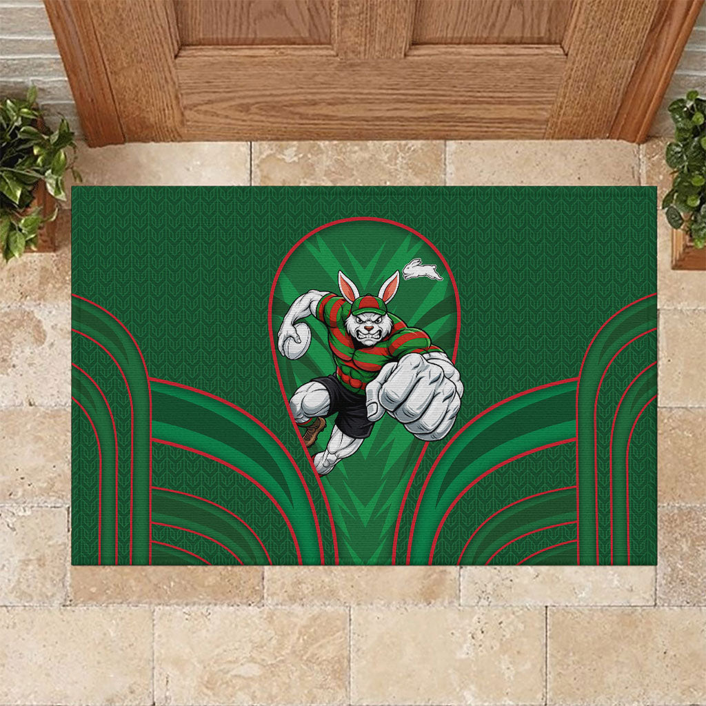 South Sydney Rabbitohs Rugby Mascot Rubber Doormat Australian Rugby Culture - Tribal Inspired Bunny