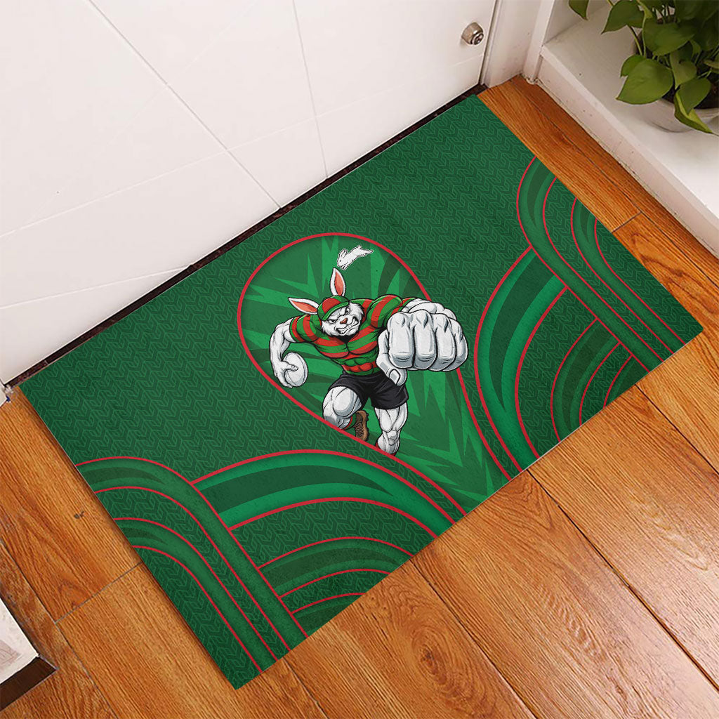 South Sydney Rabbitohs Rugby Mascot Rubber Doormat Australian Rugby Culture - Tribal Inspired Bunny