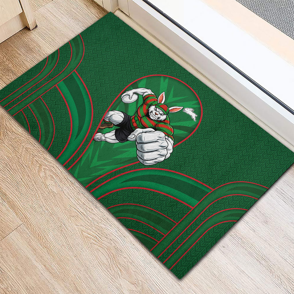 South Sydney Rabbitohs Rugby Mascot Rubber Doormat Australian Rugby Culture - Tribal Inspired Bunny