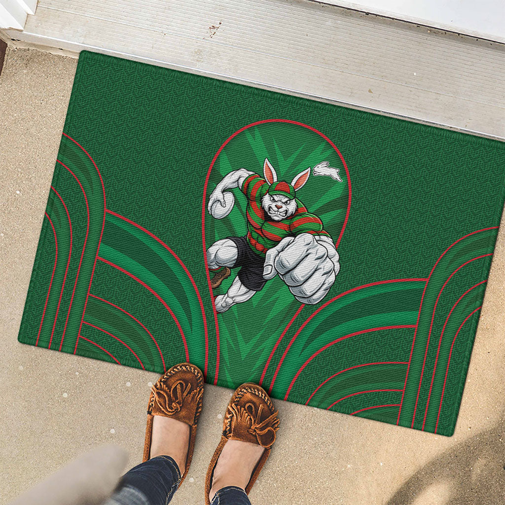South Sydney Rabbitohs Rugby Mascot Rubber Doormat Australian Rugby Culture - Tribal Inspired Bunny